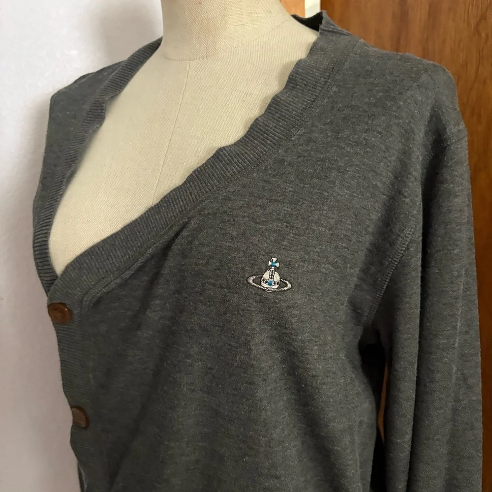 VIVIENNE WESTWOOD Man sz 46 sz S Gray Asymmetrical Cardigan Tencel - Picture 2 of 10
